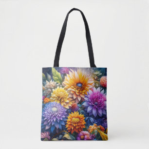 Bolsa Tote Arte de IA Colorido e Bonito de Flores