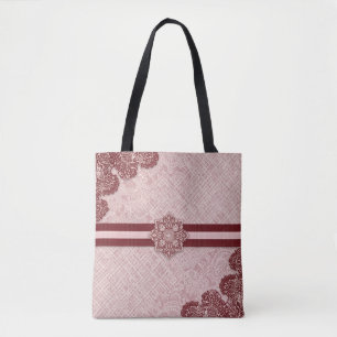 Bolsa Tote Arte de IA em burgundy e rosa beije