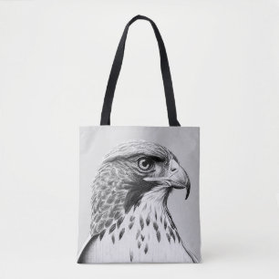 Bolsa Tote Arte de Ilustração Animal Selvagem de Aves Falcon