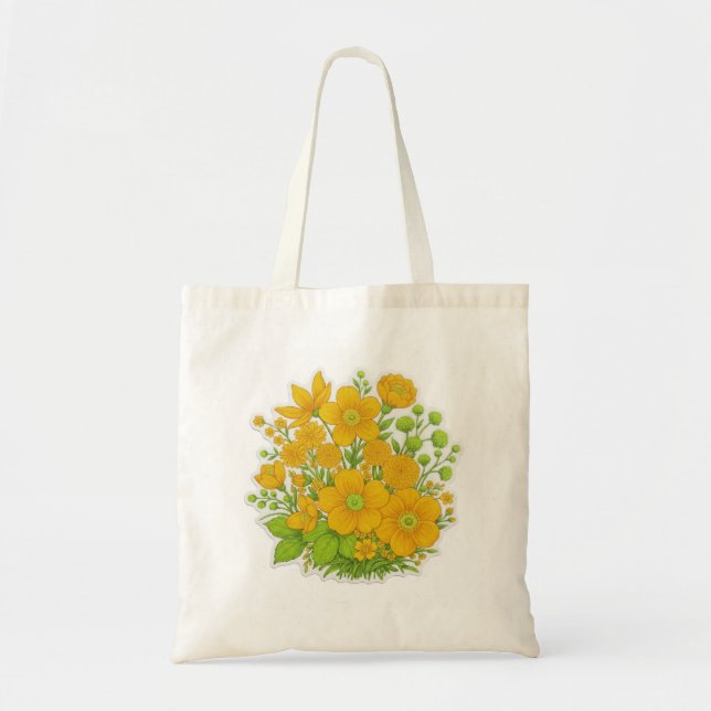 Bolsa Tote arte de impressão de design floral (Frente)