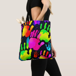 Bolsa Tote Arte de impressão digital neon vibrante