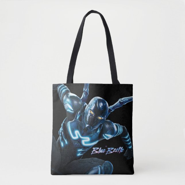 Bolsa Tote Arte de Leitura de Besouro Azul (Frente)