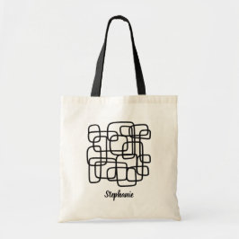 Bolsa Tote Arte de Linha Abstrata com Nome Personalizado