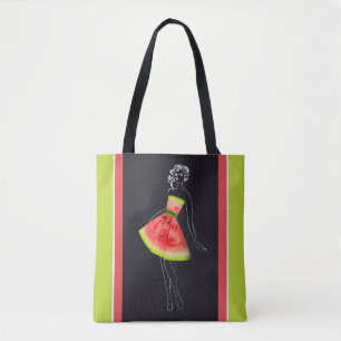 Bolsa Tote Arte de Linha Chic de Melancia Tropical