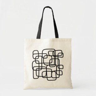 Bolsa Tote Arte De Linha De Abstrato Contemporânea Preta E Br
