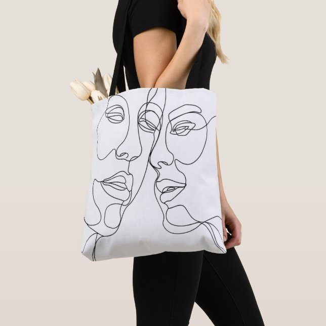 Bolsa Tote Arte de linha de casal (Close Up)