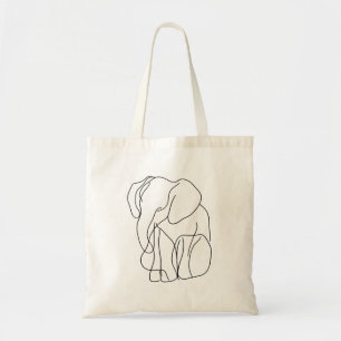 Bolsa Tote Arte de linha de elefante minimalista