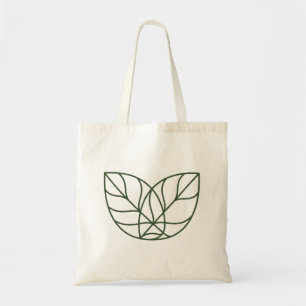 Bolsa Tote Arte de Linha de Folha Verde Minimalista 