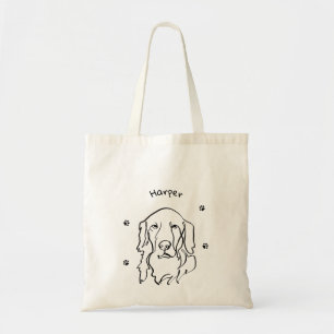 Bolsa Tote Arte de Linha de Retriever de Ouros Personalizável