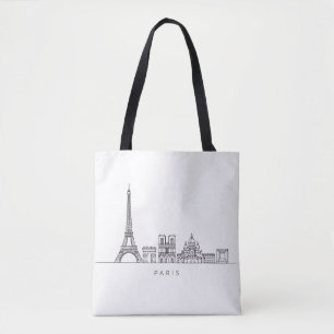Bolsa Tote Arte de Linha Minimalista da Silhueta de Paris