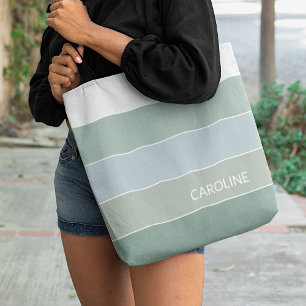Bolsa Tote Arte de Listra Verde Cinza Sage Tendência Personal