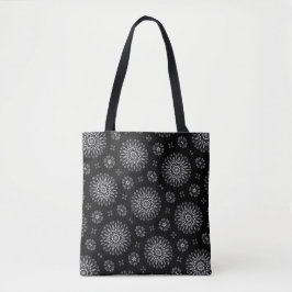 Bolsa Tote Arte de Mandala Negra e Branca Moderna Elegante