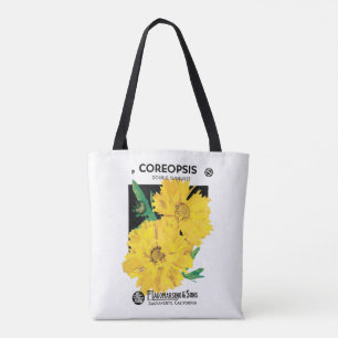 Bolsa Tote Arte de Pacote de Sementes Antigas, Flores de Core