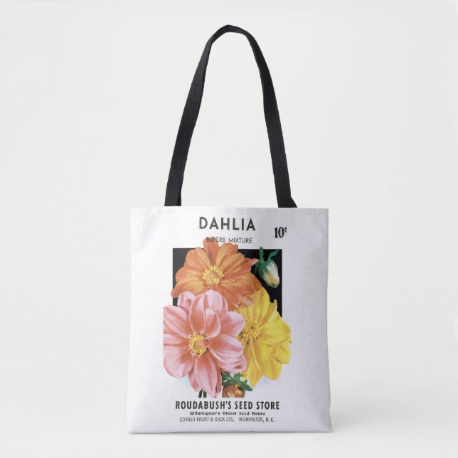 Bolsa Tote Arte de Pacote de Sementes Antigas, Flores de Jard (Frente)