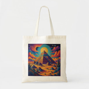 Bolsa Tote Arte de Paisagem Psicodélica Egípcia