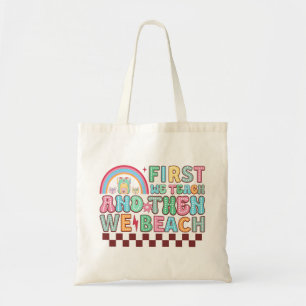 Bolsa Tote Arte de palavra de praia de ensino divertido