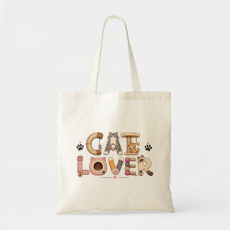 Bolsa Tote Arte de Palavras Amante de Gatos