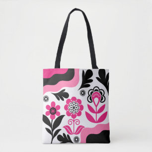 Bolsa Tote Arte de Parede de Flor Rosa Abstrata Boho
