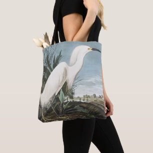 Bolsa Tote Arte de pássaro da Garça-branca da Audubon Vintage