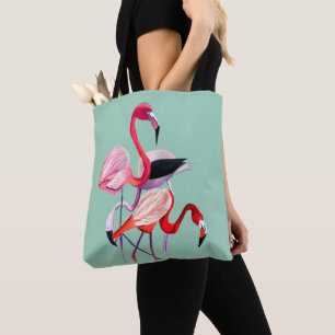 Bolsa Tote Arte de pássaros amarelos laranja