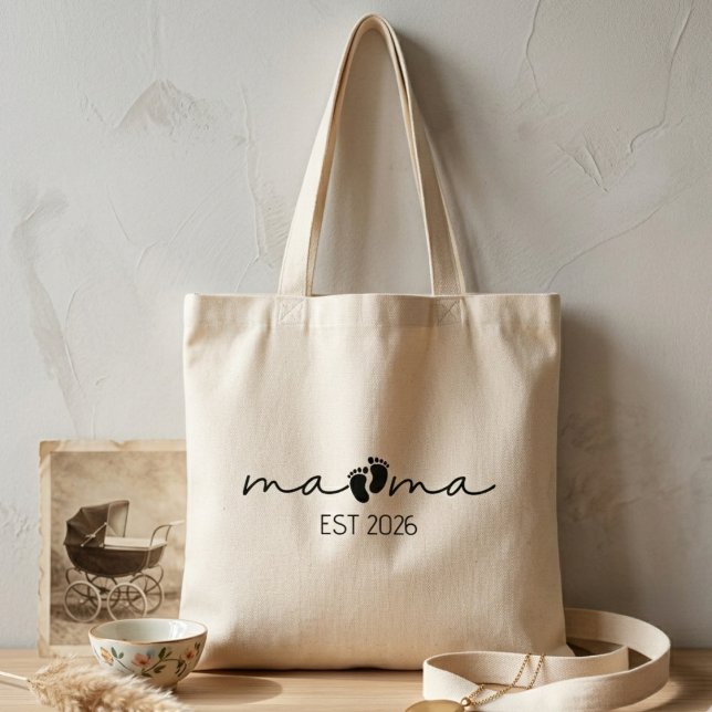 Bolsa Tote Arte de Pegada de Roteiro Minimalista do Ano da Ma (Criador carregado)
