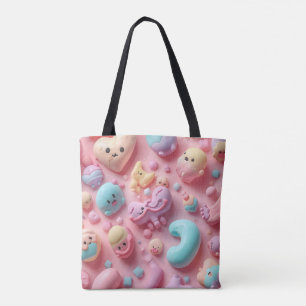 Bolsa Tote Arte de Personagem de Doce Pastel Kawaii