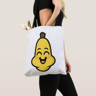 Bolsa Tote Arte de Personagem Kawaii de Banana Banini Fofa