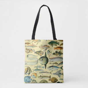 Bolsa Tote Arte De Pesca Científica Para Peixes Vintage