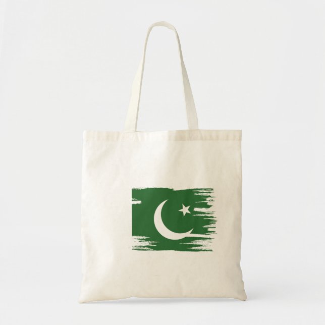 Bolsa Tote Arte de Pincel da Bandeira do Paquistão (Frente)