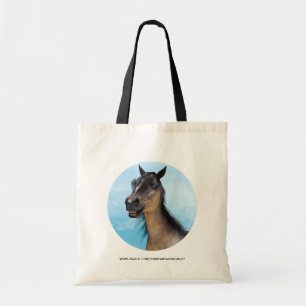 Bolsa Tote Arte de retrato de cavalo com sorriso engraçado