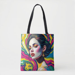 Bolsa Tote Arte de retrato surreal vibrante