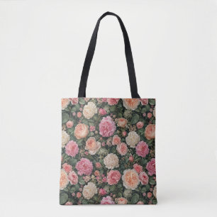 Bolsa Tote Arte de Rosa de Jardim e Peônia de Luxo
