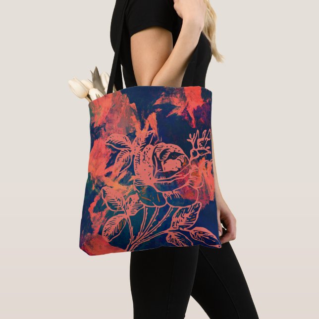 Bolsa Tote Arte de Rosa Vermelha Abstrata (Close Up)