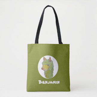 Bolsa Tote Arte de rosto de alpaca fofa