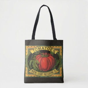 Bolsa Tote Arte de rótulo de caixa de frutas vintage, tomates