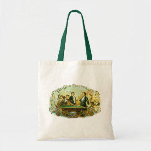 Bolsa Tote Arte de rótulo de charuto vintage, Club Friends Bi