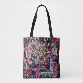 Bolsa Tote Arte de Sala de Luxo Psicodélica Neon