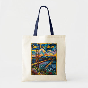 Bolsa Tote Arte de São Francisco Golden Gate em Estilo Van Go