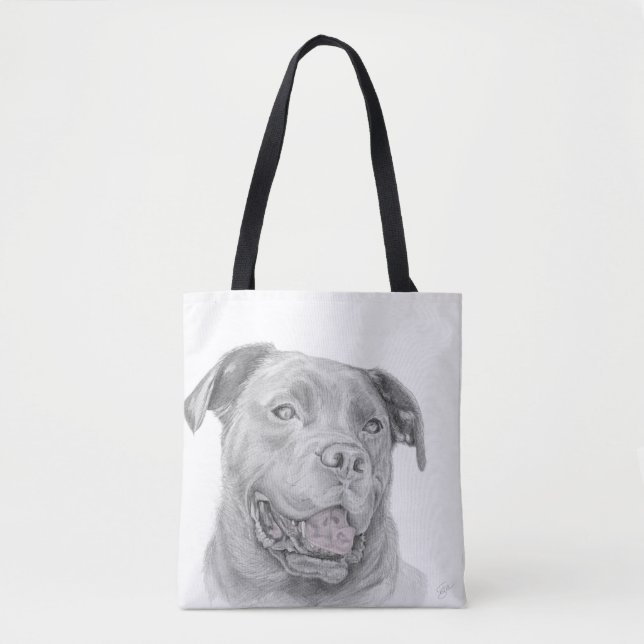 Bolsa Tote Arte de Staffordshire Terrier americano Pitbull (Frente)