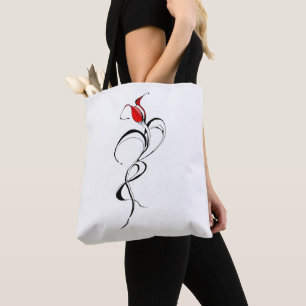 Bolsa Tote Arte de Tatuagem Tribal Surrealista Rosa Vermelha