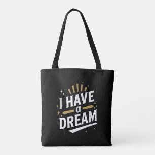Bolsa Tote Arte de Tipografia Inspiradora Sonho que Eu Tenho