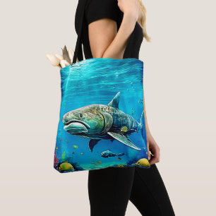 Bolsa Tote Arte de Tubarão Predador Oceânico