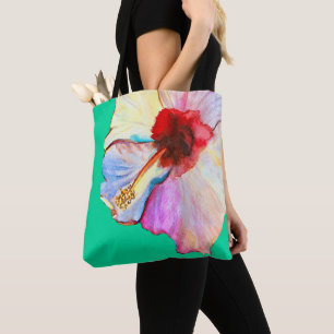 Bolsa Tote Arte de tulipas de aquarela rosa