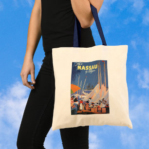 Bolsa Tote Arte de viagem das Bahamas vintage, voe para Nassa
