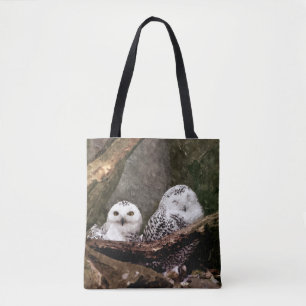 Bolsa Tote Arte de vida selvagem da coruja-da-neve no bosque