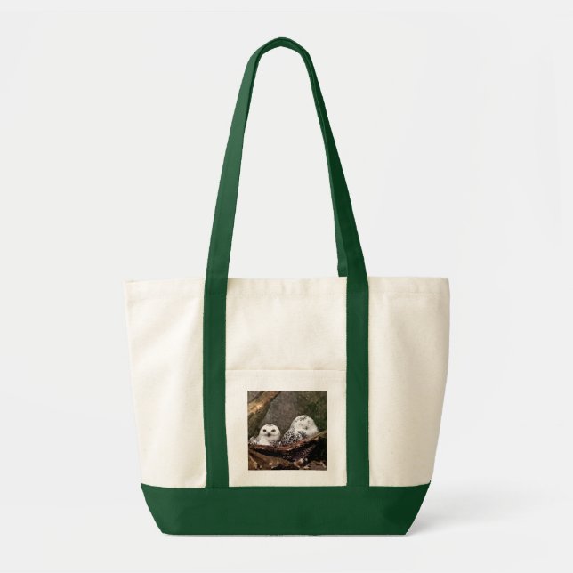 Bolsa Tote Arte de vida selvagem da coruja-da-neve no bosque (Frente)