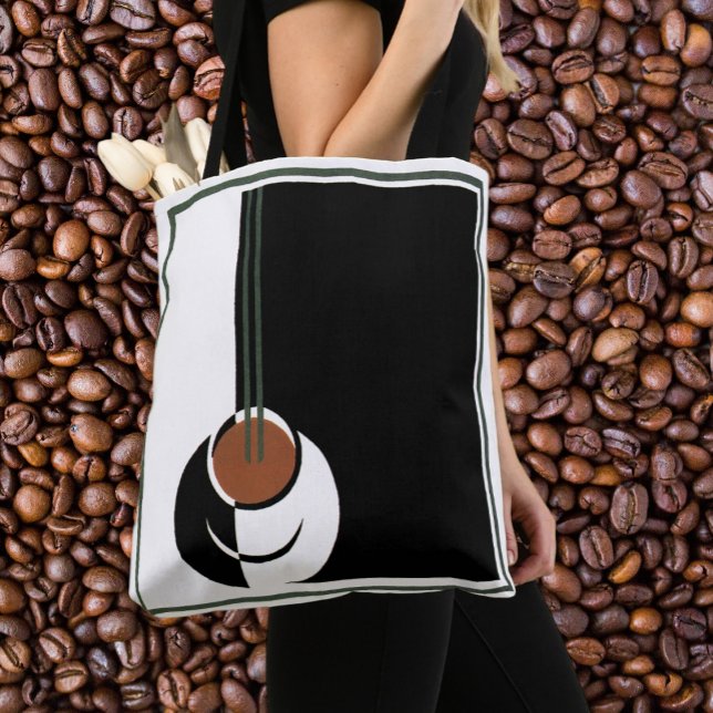 Bolsa Tote Arte Deco Antigo, Xícara de Café com Vapor (Criador carregado)