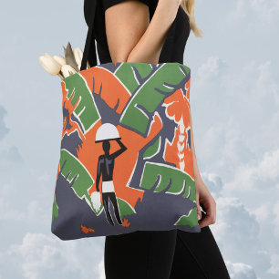 Bolsa Tote Arte Deco de Viagem Vintage, Indígena na Selva Afr