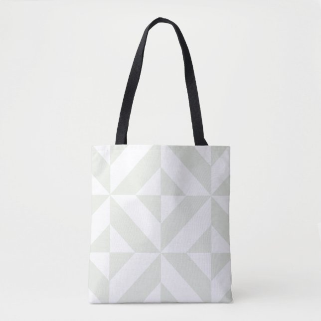 Bolsa Tote Arte Deco Geométrica Cinza Suave (Frente)