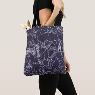 Bolsa Tote Arte Deco Romano SPQR Estética Roxo Escuro Arte